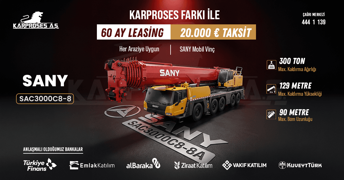 300 Ton Sany Vinç Stoklarımıza Katıldı